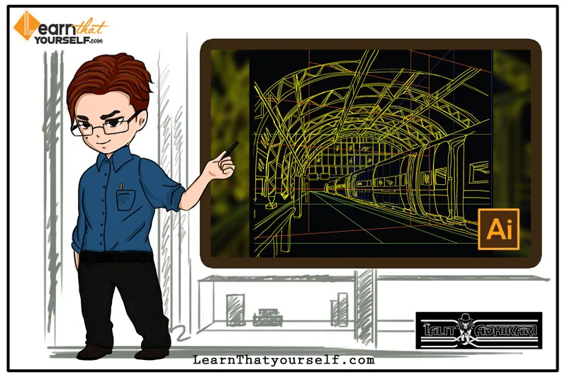 Perspective Tool in Illustrator Perspective grid tool adobe illustrator cover art learn that yourself LTY lalit adhikari